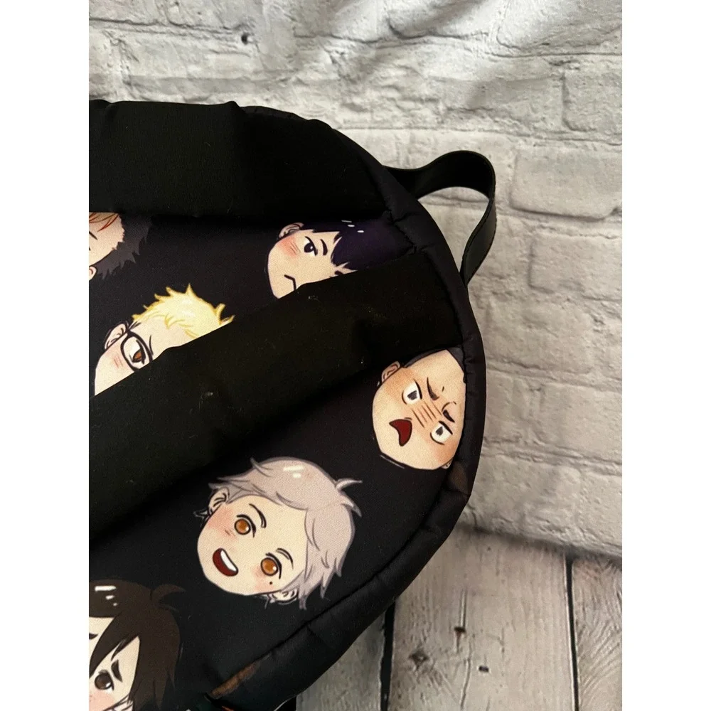 Haikyuu Anime Chibi Characters Black Backpack Hinata Kageyama School Bag